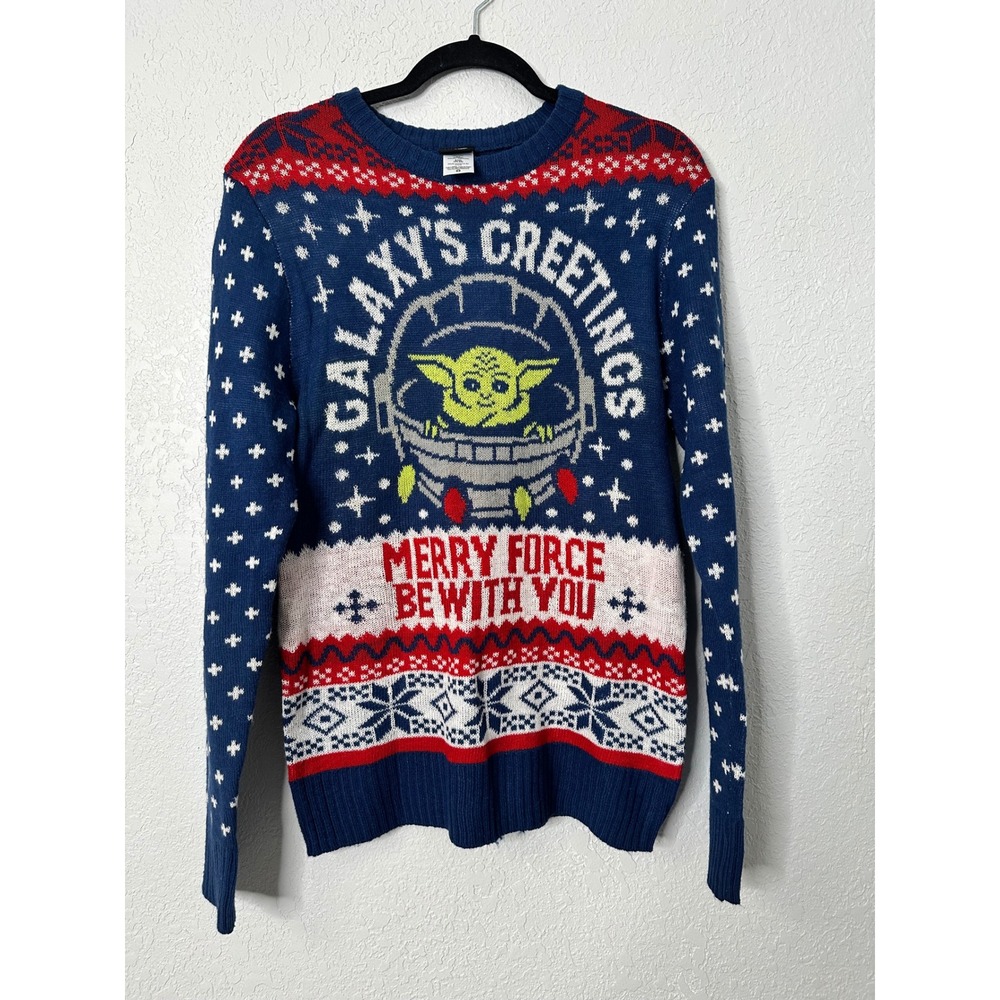 Star Wars Baby Yoda Galaxy's Greetings Merry‎ Force Ugly Christmas Sweater S